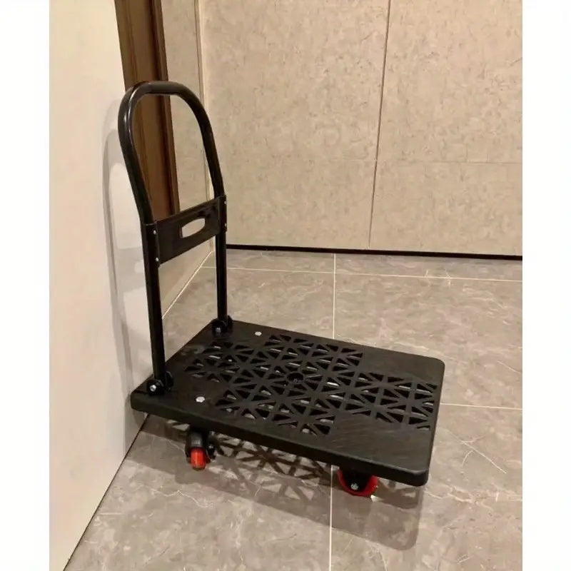 Carrito plegable universal con 5 ruedas que giran 360 grados, material ligero y ultraflexible.