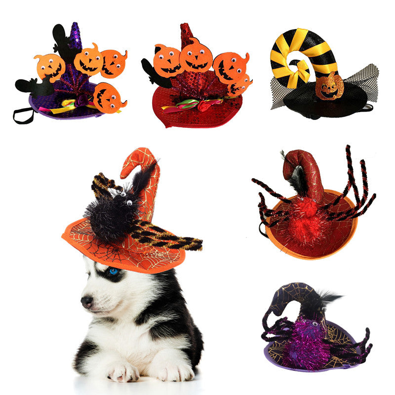Disfraz de mascota Halloween, Sombrero divertido para tu mascota, sombrero de bruja, araña, calabazas, duende