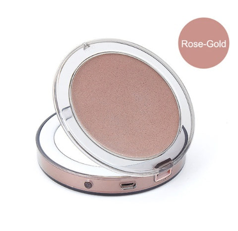 Mini espejo de maquillaje con luz LED SK88, triple aumento portátil