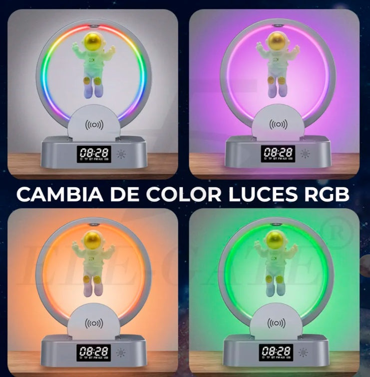 Despertador Inteligente con Altavoz Bluetooth, Luz Ambiental RGB y Cargador Wireless 15W