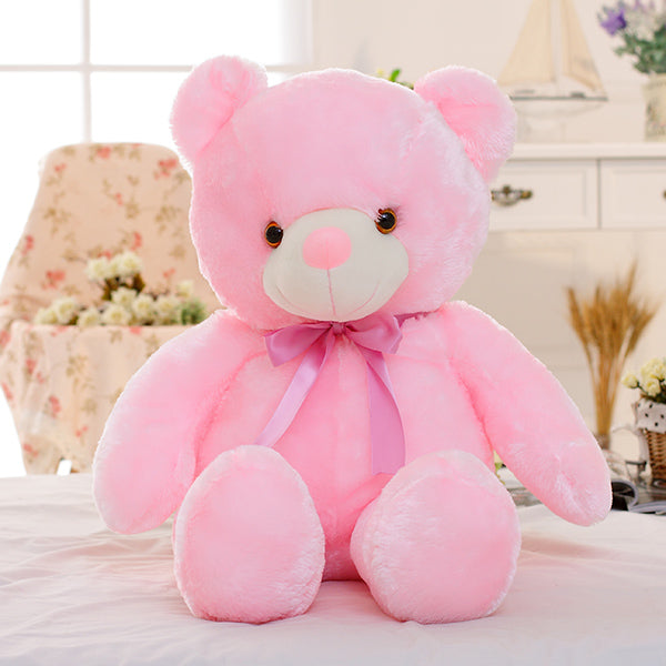 Oso de peluche con luz LED, juguete de peluche colorido brillante, regalo para niños, almohada cómoda
