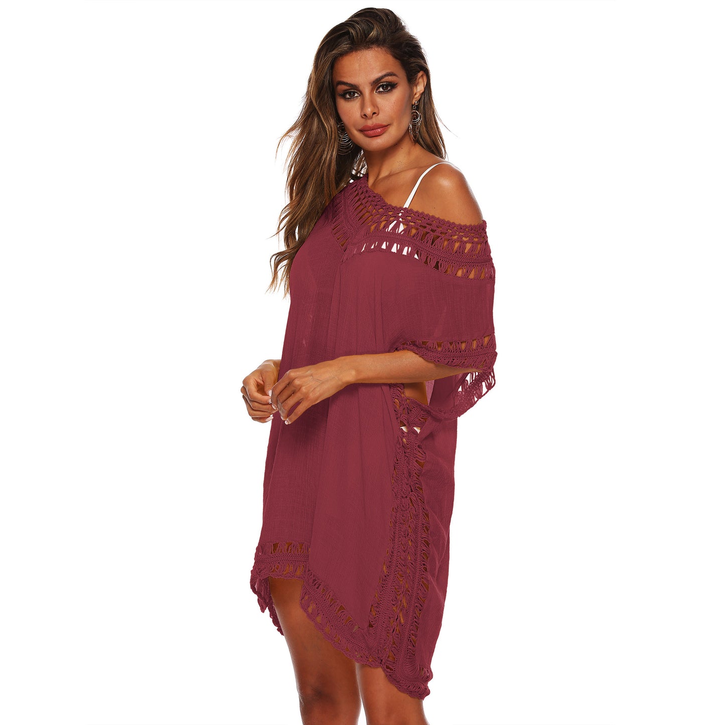 Blusa de playa, calada en hilos tejidos con diseño sensual, calado y entrelazado para tu outfit de playa