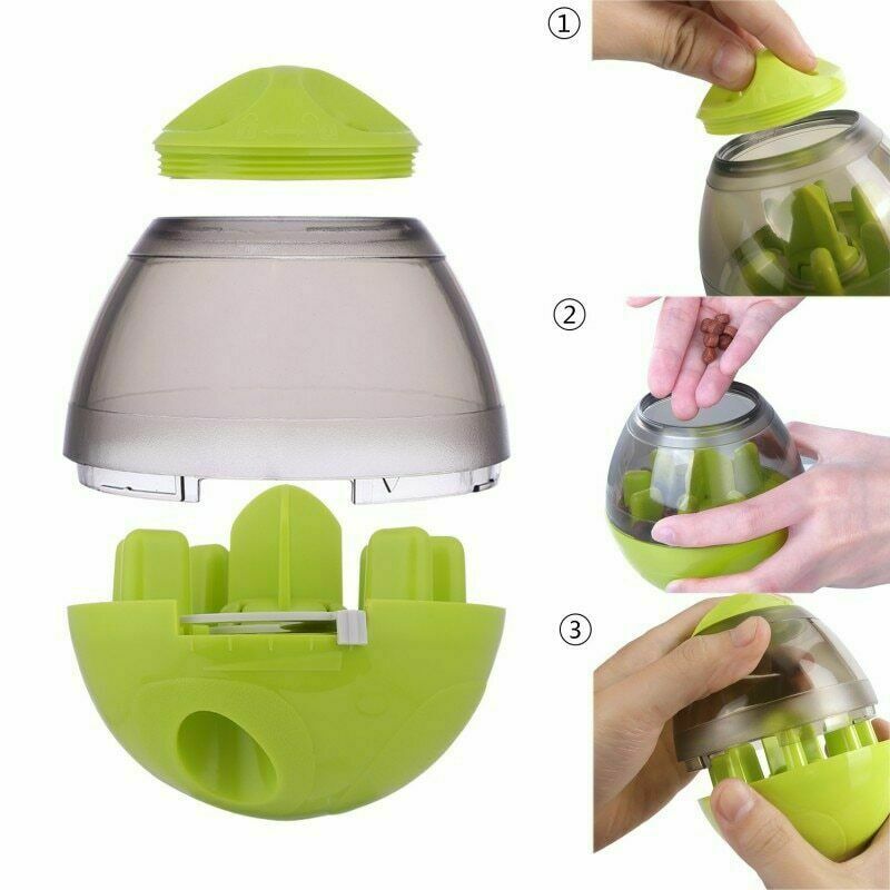 Vaso de bolas de comida para perros, dispensador de alimentador para cachorros y mascotas, tazón de juguete