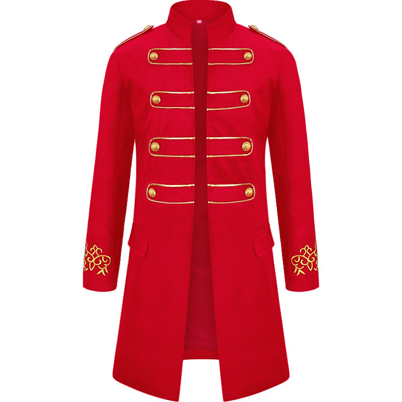Chaqueta bordada de Halloween con botones dorados, Ropa de disfraz de soldado inglés; Conserje de hotel