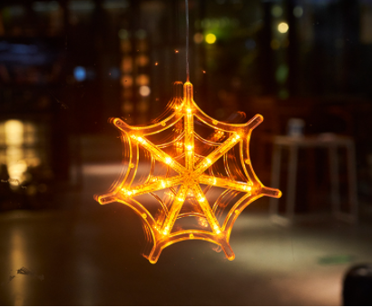 Luces LED colgantes para ventana de Halloween, araña, calabaza, fantasma colgante, luces de atmósfera de terror, decoración del hogar