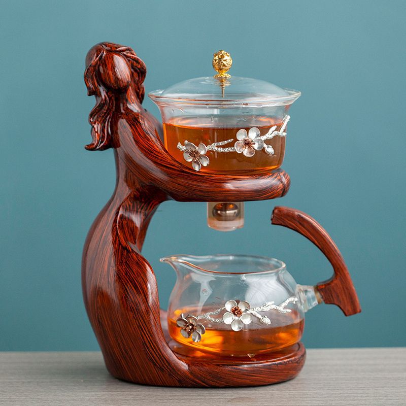 Juego de té, tetera de Kungfu, soporte de vidrio resistente al calor, Base, infusores de té oriental