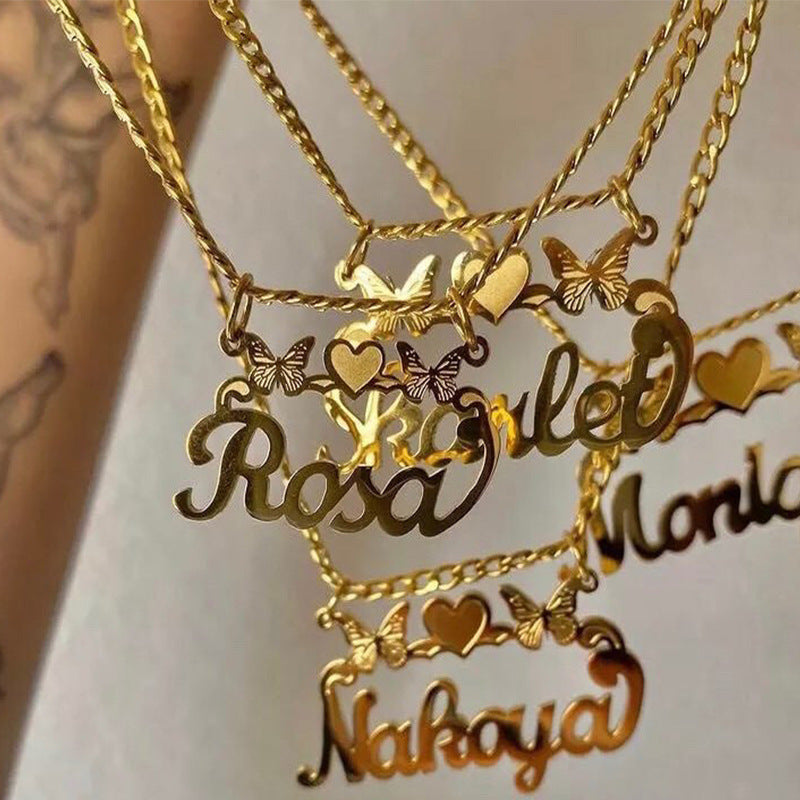 Collar de acero inoxidable con letras personalizadas, arma tu nombre, personaliza tu collar.