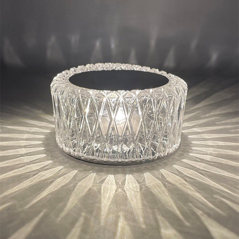Lámpara de cristal con destellos, transparentes o multicolor, iluminación nocturna