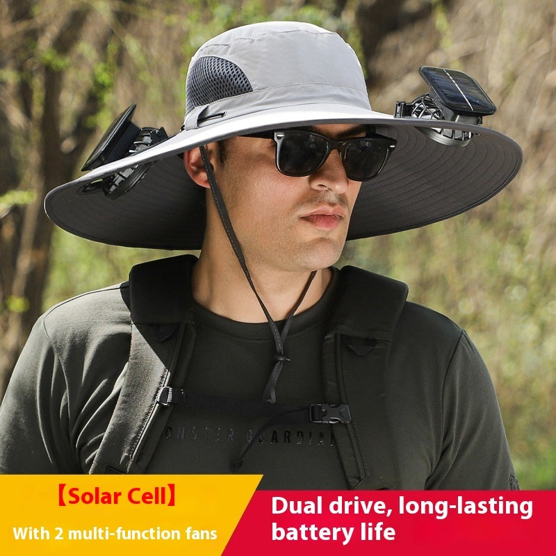 Sombrero con Doble Ventilador Solar – Anti-Calor, Impermeable y Transpirable
