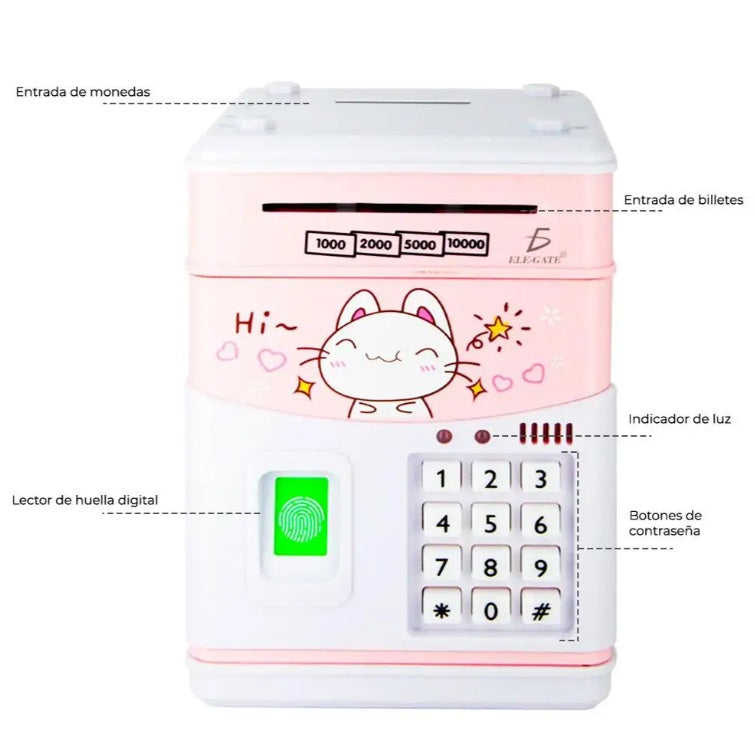 Caja Fuerte Electrónica para Niñas con Sensor y Llave – Alcancía Inteligente y Divertida