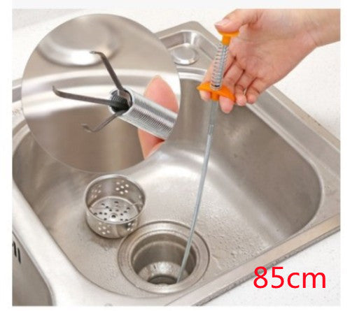 Desbloqueador de tuberías de pellizco manual , herramienta de dragado de tuberías de resorte para dragado de alcantarillado y paso de cocina