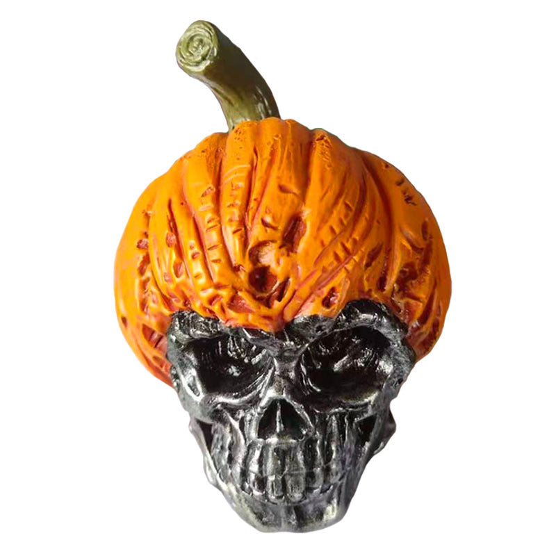 Adorno de resina de Halloween con calavera de calabaza malvada, decoración