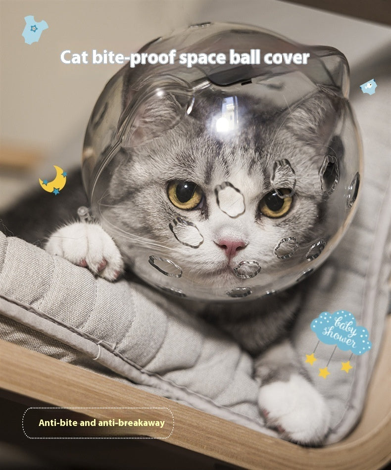 Funda para cabeza de gato, cobertura para baño, antimordeduras con collar blanco, artefacto antiarañazos y antilamidos para mascotas,