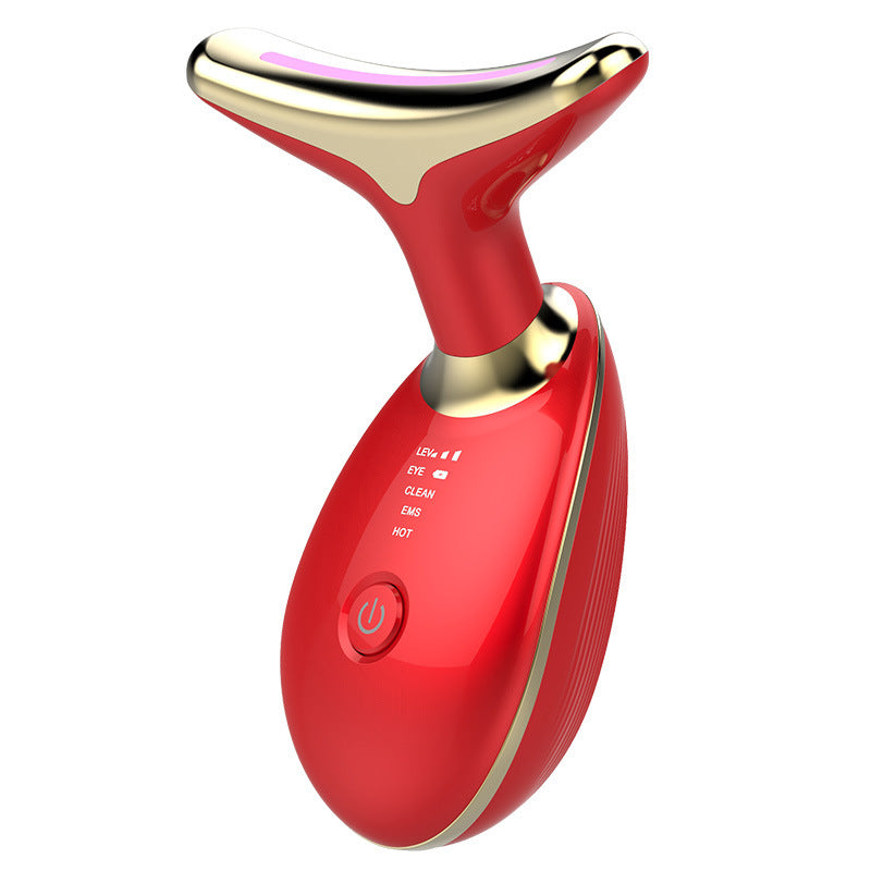 Masajeador térmico EMS para cuello, reafirmante y reafirmante, con microcorriente eléctrica y eliminador de arrugas.