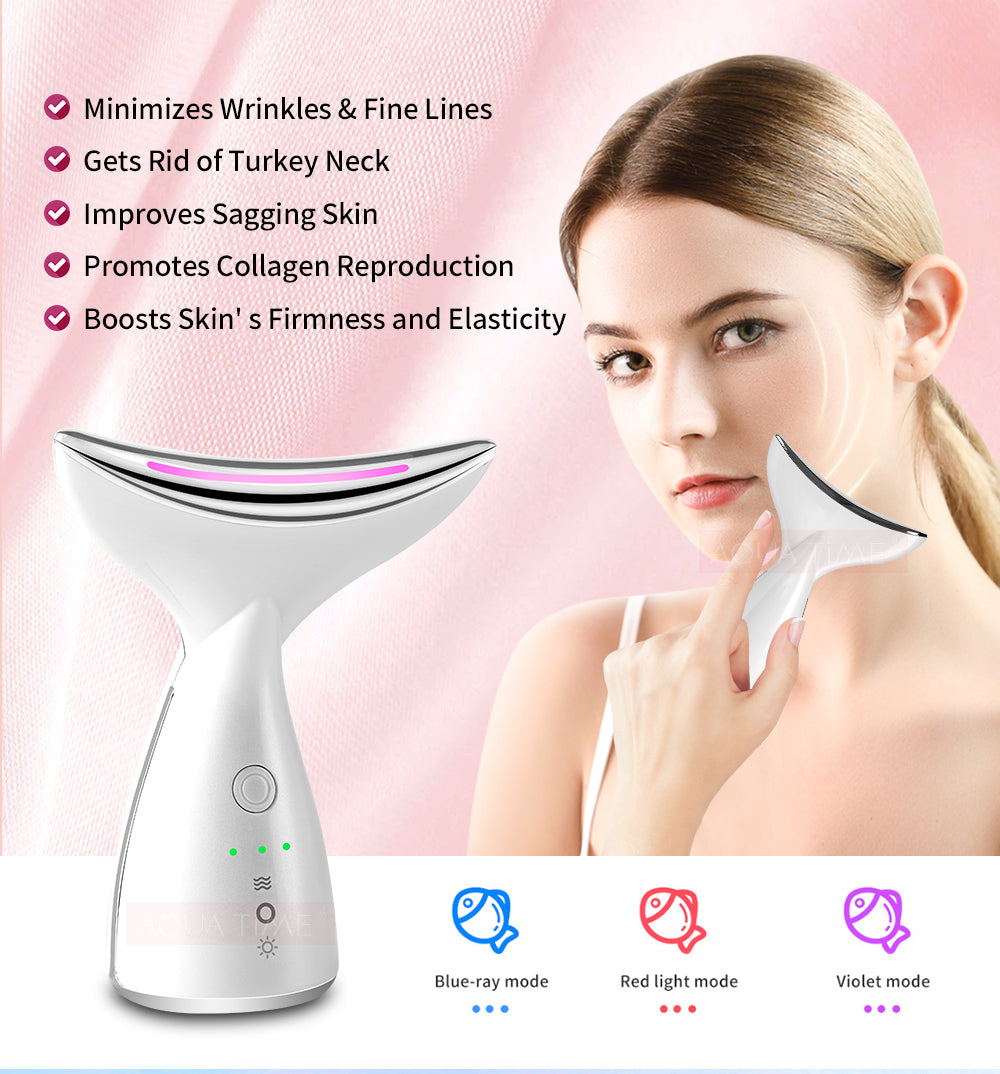 Dispositivo de microcorriente EMS con 3 colores para tratamiento facial, terapia de fotos LED para estiramiento de la piel. Reducir los dispositivos de estiramiento facial de papada