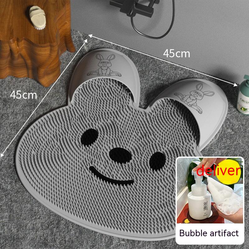 Alfombra de silicón antideslizante para baño, Acupuntura y masajeador para pies en forma de conejo