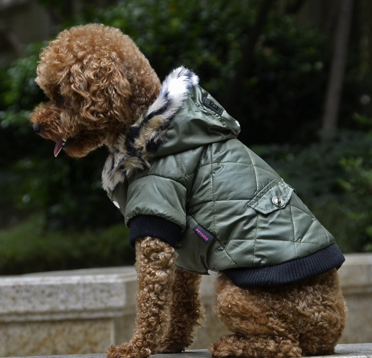 Chamarra gruesa, tela impermeable Ropa para perros, otoño e invierno, abrigo de cuello de pie