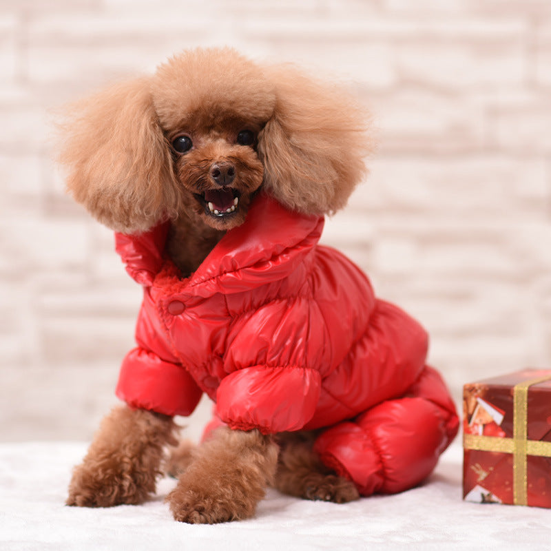 Chamarra gruesa tipo plumon, Ropa cálida y gruesa de color sólido para perros
