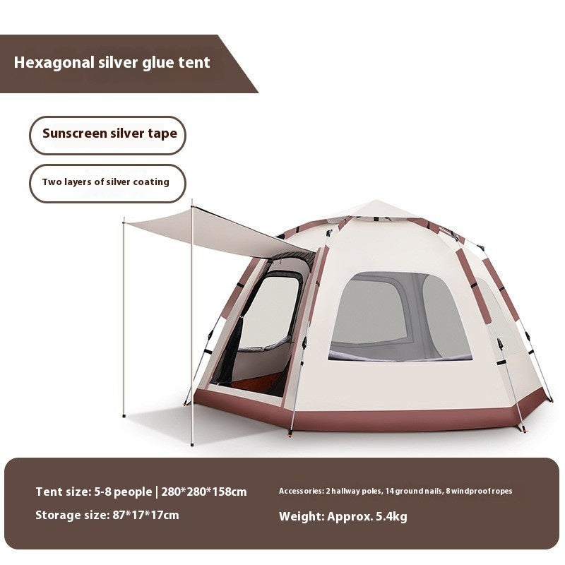 Tienda de campaña hexagonal grande para exteriores, resistente al viento, impermeable y antimosquitos.