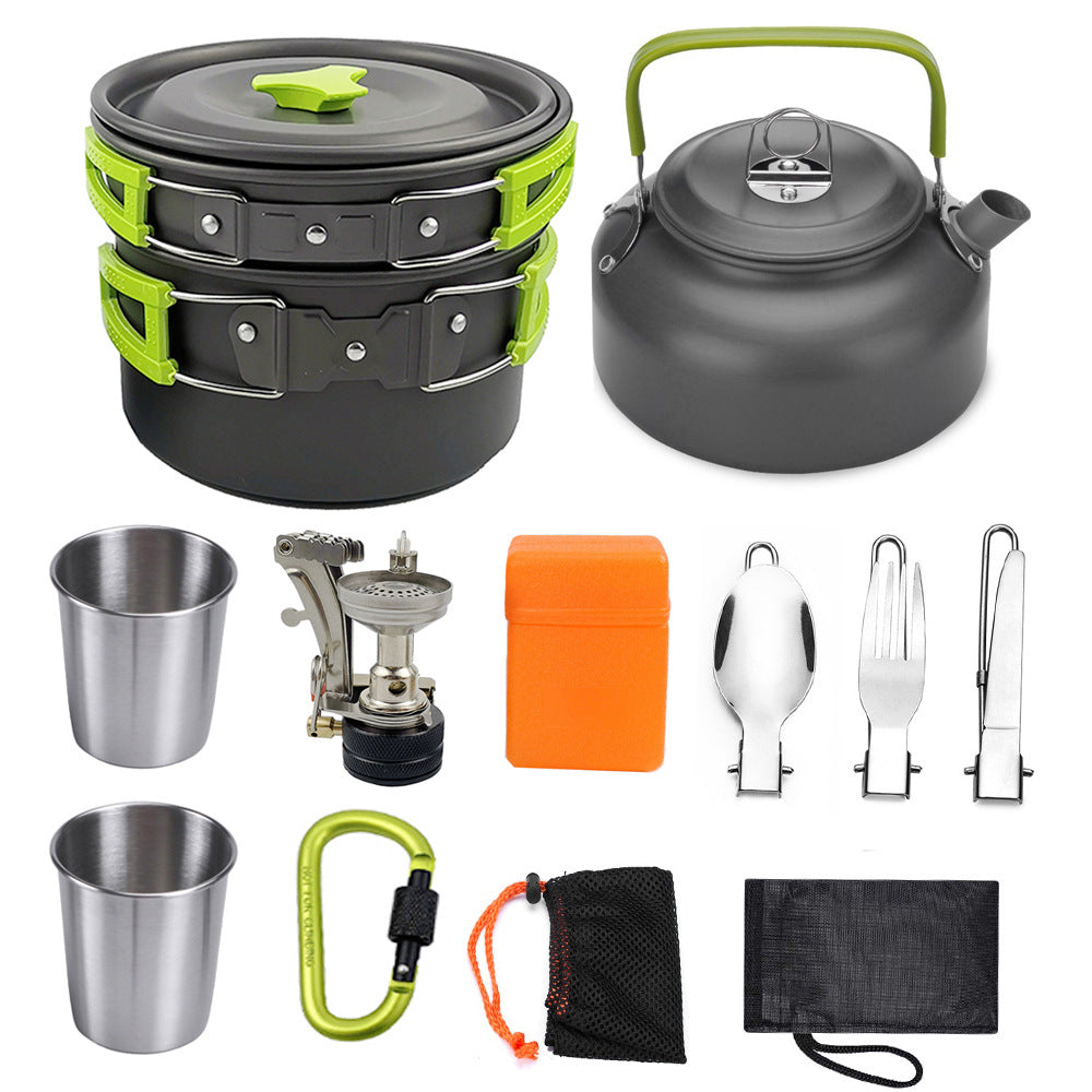 Estufa de camping portátil alta calidad, equipo completo para el fuego para 2 o 3 personas