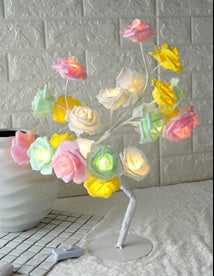 Lámpara de árbol LED Lámpara de árbol con flores de rosas, luces de hadas de árbol con USB, luces nocturnas, decoración de dormitorio