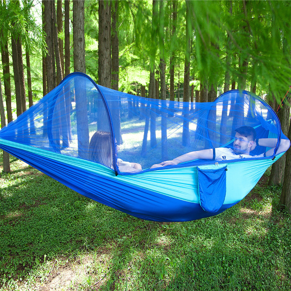 Hamaca de apertura rápida y fácil, totalmente automática con mosquitera para usar al aire libre, excelente calidad