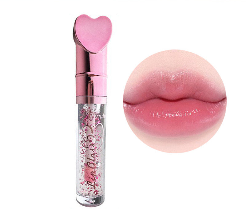 Labios labiales Color en forma de corazón que cambia y brillo, No mancha, Loción labial Hidratante