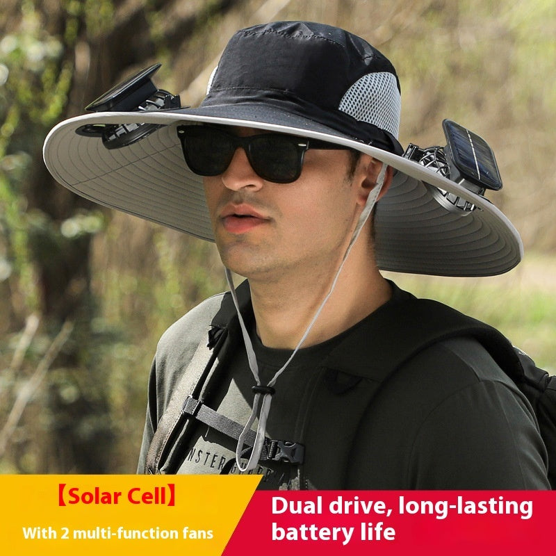 Sombrero con Doble Ventilador Solar – Anti-Calor, Impermeable y Transpirable