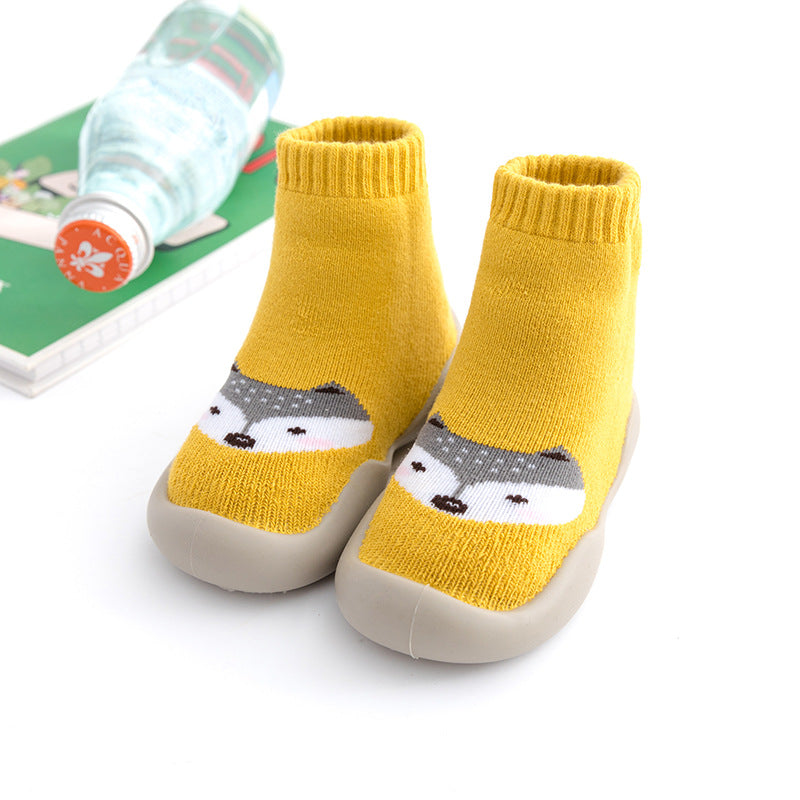 Calcetines tipo bota con base de goma para bebés, cálidos, suaves y gruesos, ideales para los primeros pasos