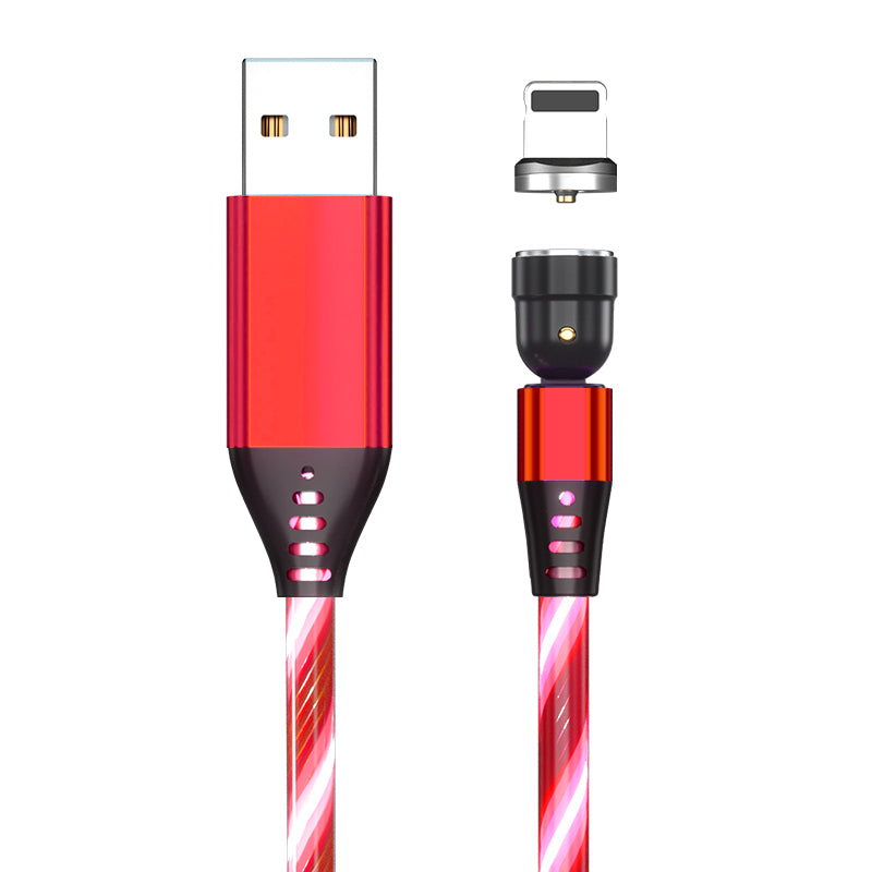 Cable magnético luminoso giratorio, Cable de carga rápida para teléfono móvil, LED, Micro USB, Cable de teléfono celular