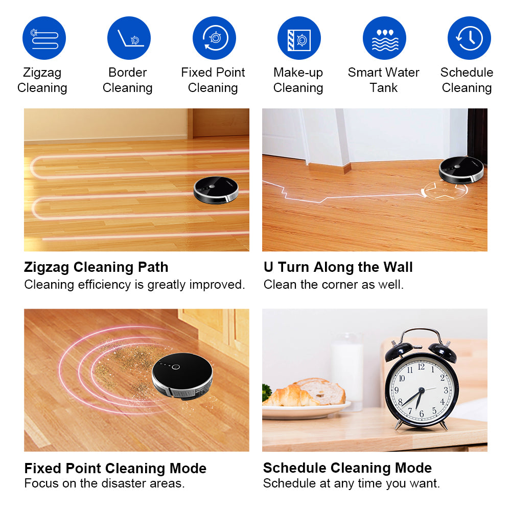 INGVY Robot aspirador para barrido y limpieza; robot aspirador por mapa, memoria, partición inteligente, aplicación WiFi, tanque de agua eléctrico, simula trapo húmeda