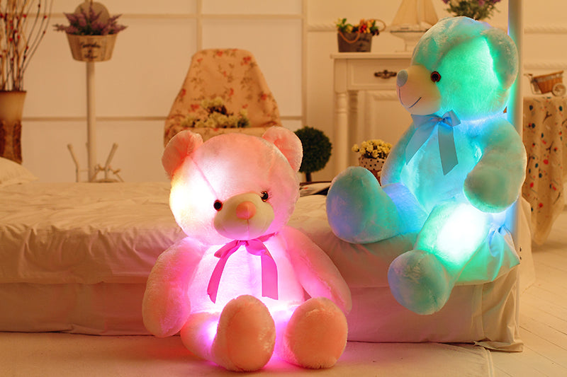 Oso de peluche con luz LED, juguete de peluche colorido brillante, regalo para niños, almohada cómoda
