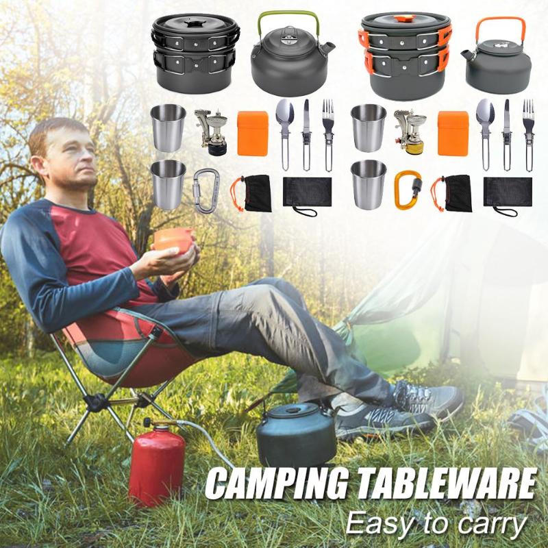 Estufa de camping portátil alta calidad, equipo completo para el fuego para 2 o 3 personas