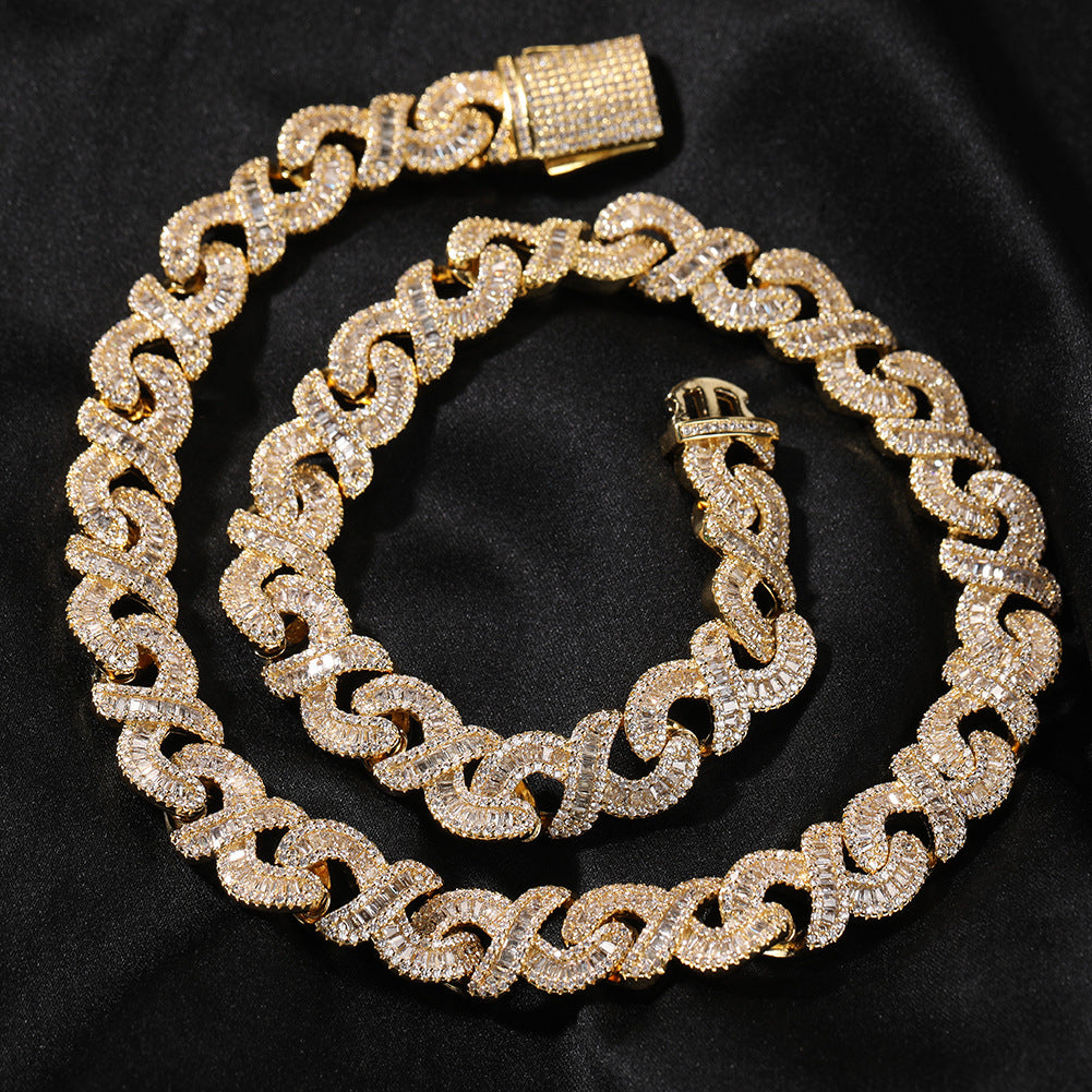 Bellisimo Collar Hip Hop Moda Cobre Con Incrustaciones De Circón 12 MM piedra brillante, elegante y delicada.