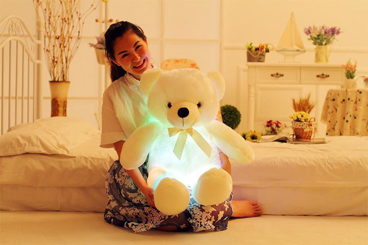 Oso de peluche con luz LED, juguete de peluche colorido brillante, regalo para niños, almohada cómoda