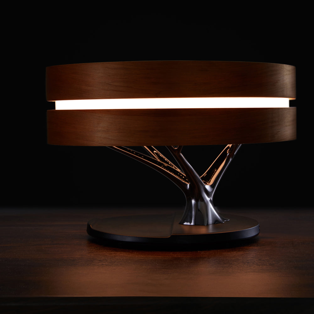 Altavoz redondo inteligente con Bluetooth para música, lámpara con WiFi, árbol circular de luz Led, carga inalámbrica para sala de estar