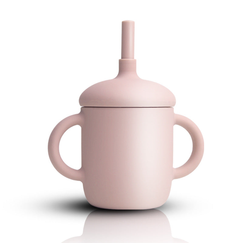 Diseño de taza de silicona, taza de alimentación de bebé, botella de agua con popote, taza para sorber de silicona