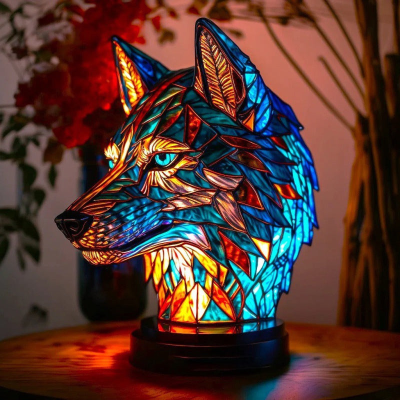 Escultura de imagen de animal extraño mágico con adornos de luz coloridos