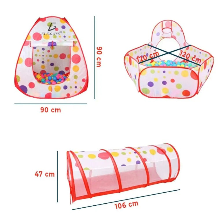 Set Infantil 3 en 1 | Piscina de Bolas, Túnel y Carpa de Aventura