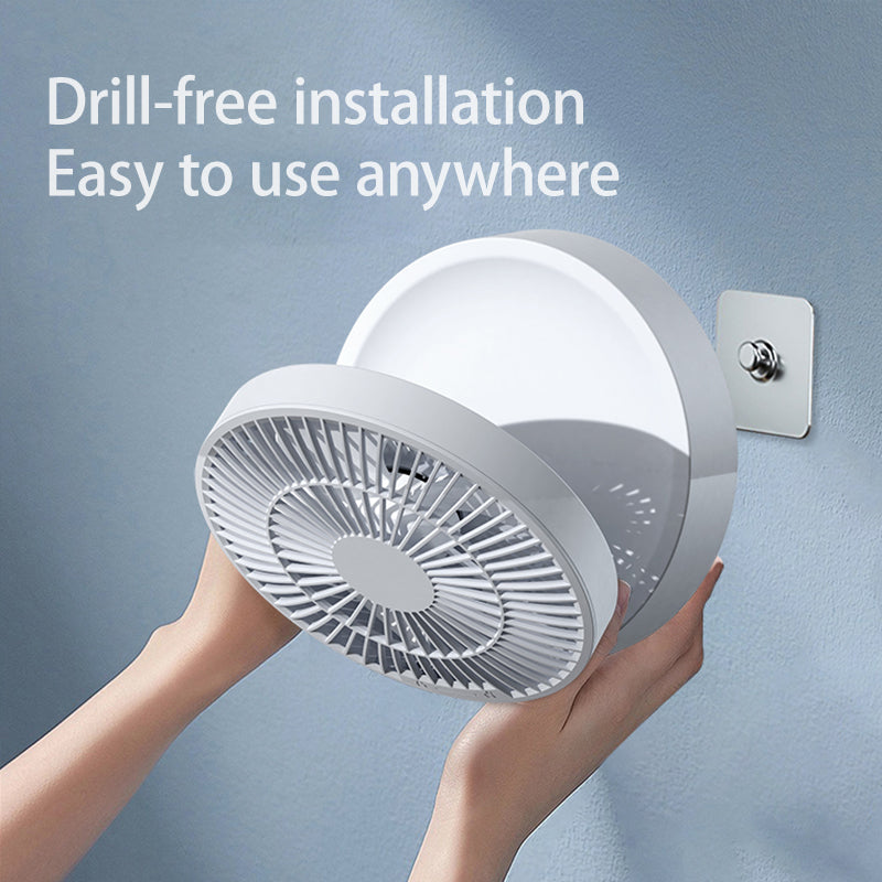 Ventilador plegable eléctrico con luz nocturna, ventilador de pared, Silencioso,enfriador de aire para el hogar con control remoto