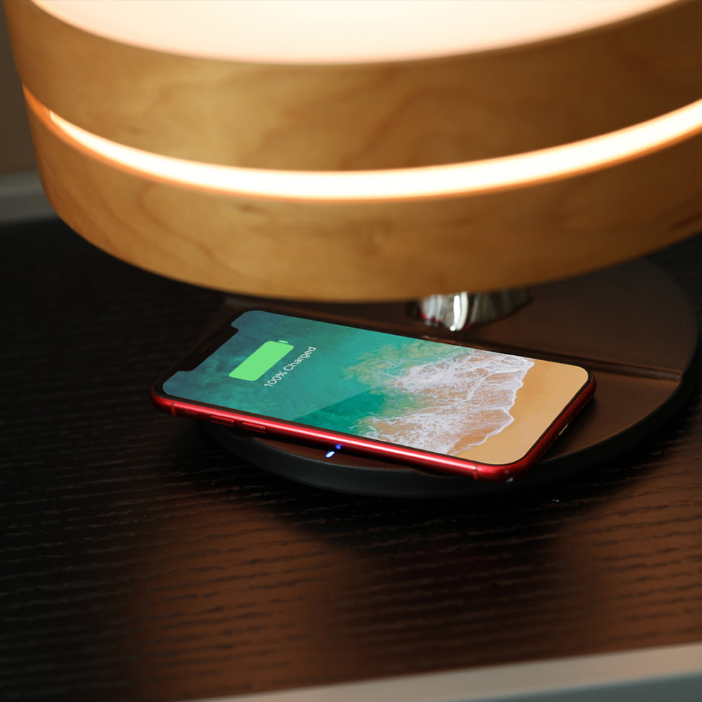 Altavoz redondo inteligente con Bluetooth para música, lámpara con WiFi, árbol circular de luz Led, carga inalámbrica para sala de estar