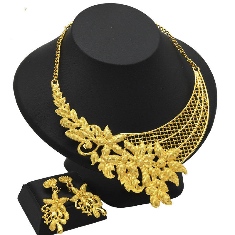 Conjunto de bisutería chapado en oro de 24 quilates con aretes, hermoso conjunto de bijou de distintas figuras