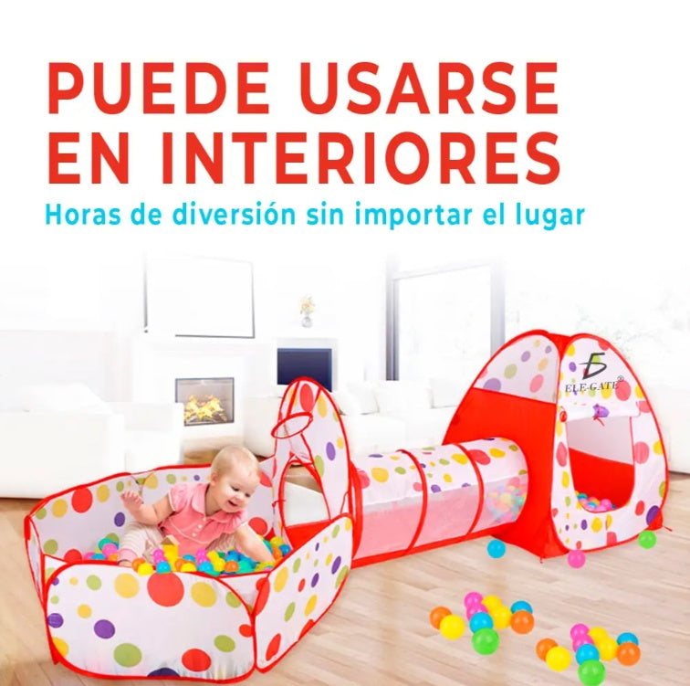 Set Infantil 3 en 1 | Piscina de Bolas, Túnel y Carpa de Aventura