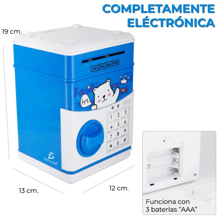 Caja Fuerte Infantil – Alcancía con Sensor y Música Educativa color celeste