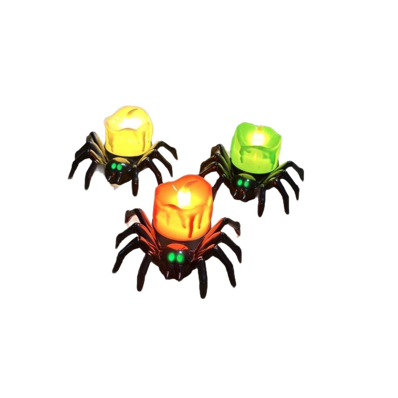 Vela y Props con Araña – Decoración de Halloween (Calabazas, Calaveras y Ojos) 🎃🕷️