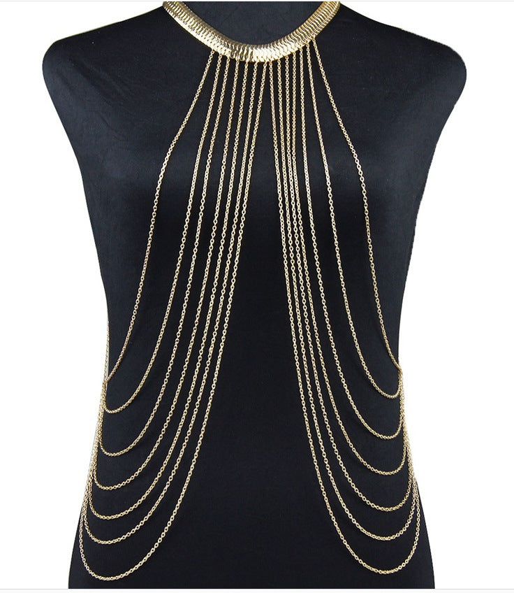 Collar de cadena con borlas europeas y americanas