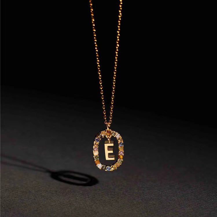 Collar de piedras de imitación con letras a elección, joyería de moda de 18 quilates