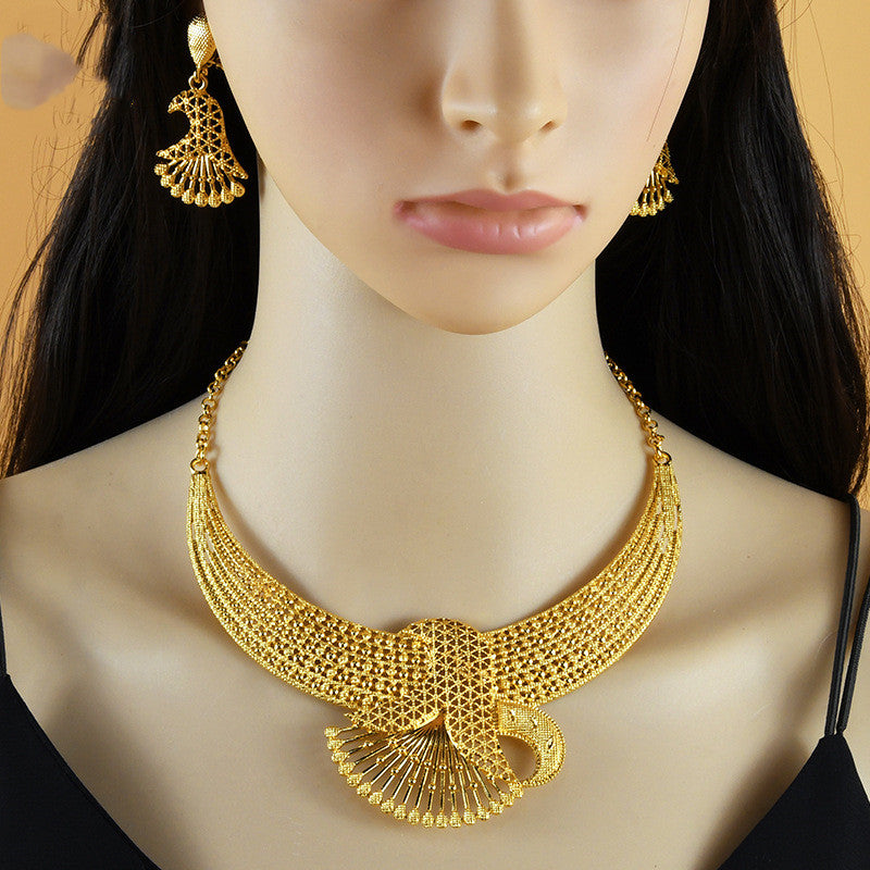 Conjunto de bisutería chapado en oro de 24 quilates con aretes, hermoso conjunto de bijou de distintas figuras