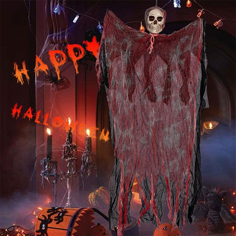 Colgante de fantasma para Halloween, colgantes de calavera de terror con sangre teñida para fiesta de Halloween, Patio, césped, ventana, decoración de la casa