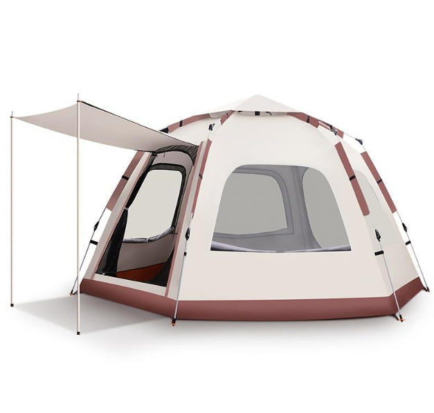 Tienda de campaña hexagonal grande para exteriores, resistente al viento, impermeable y antimosquitos.